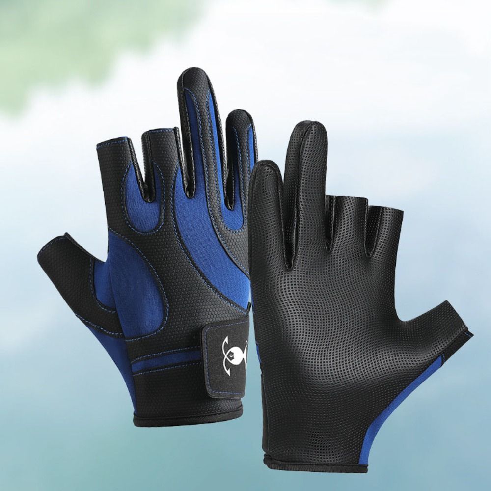 Vissershandschoenen met drie vingers Antislip Ademend Sportfietshandschoenen Slijtvast Zonbestendig Herenhandschoenen Nautische sporten