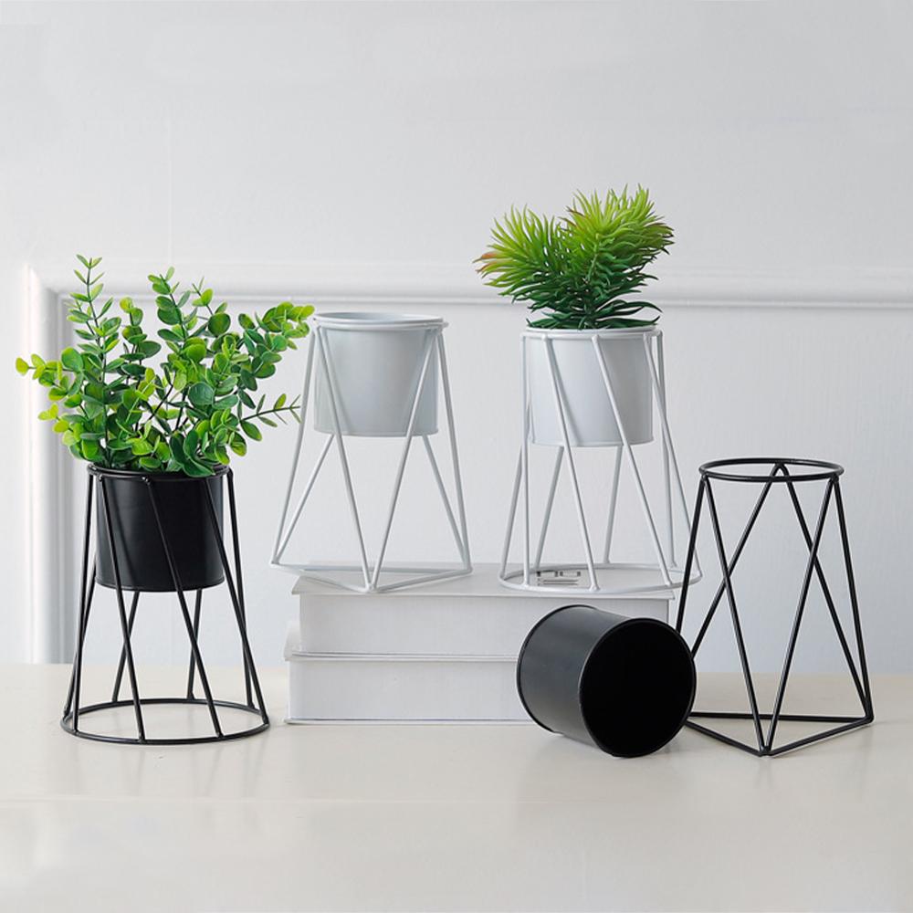 Flower Pot Holder Geometric Metal Durable Indoor Garden Plant Holder Display Planter Iron Flower Stand Gardening Supplies Stand