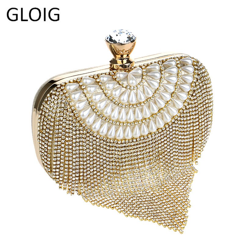 Single Polyester Wristlets Hasp Beading Versatile Circular Shaped Women Bead Clutch Bags Diamonds Party Bag Diamonds Evening Bag