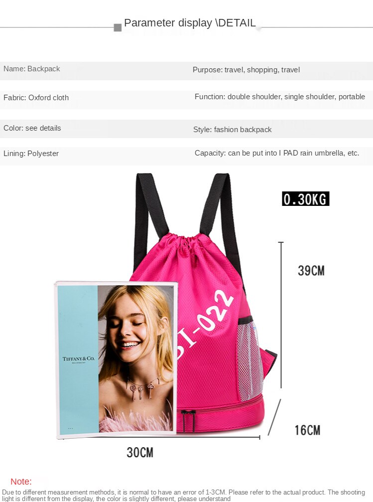 Koord Rugzak Purse Grote Capaciteit Draagbare Schooltas Mode Lichtgewicht Reistas