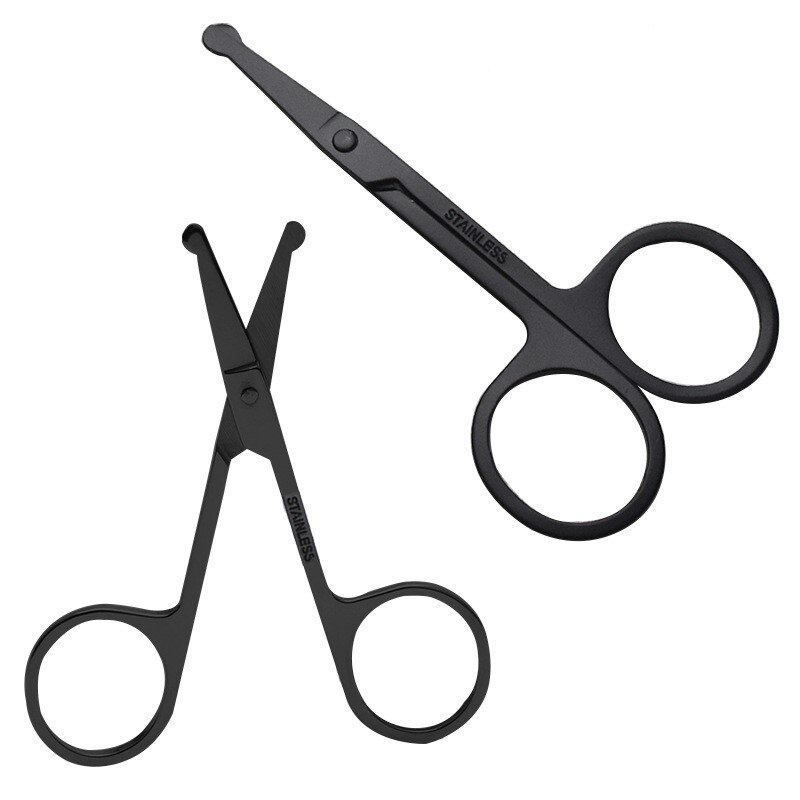 Tijeras de seguridad para pelo de nariz redondeada, recortadora multiusos, punta redonda, pelo Facial, cejas, barba, bigote, recorte LJ61, 2 uds.