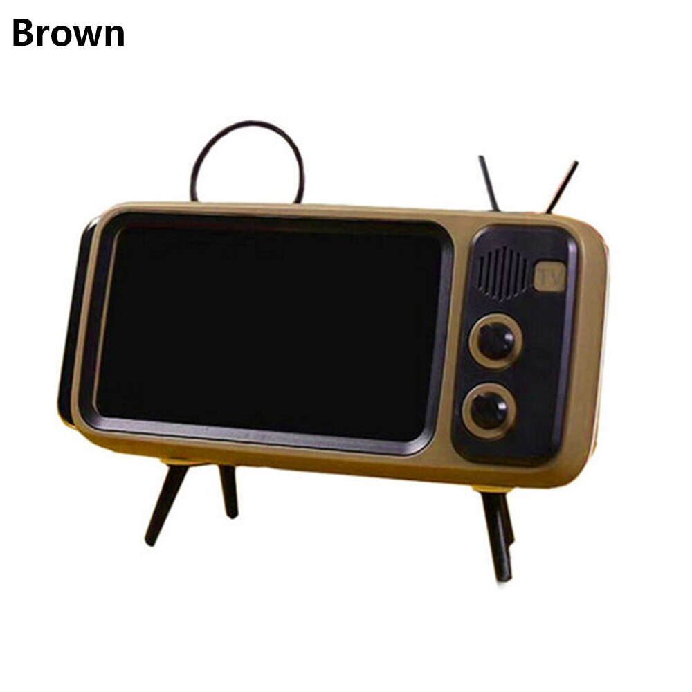 Retro Television Mobile Phone Bracket Movies Lazy Mobile Phone Holder TV Phone Support No Bluetooth Function: brown