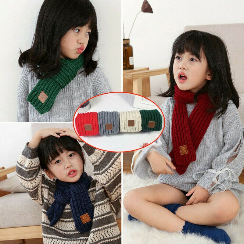 Lovely Boy Girl Kids Knitted Scarf Autumn Winter Warm Solid Scarf Children Girl Boy Knitting Wool Scarf Xmas