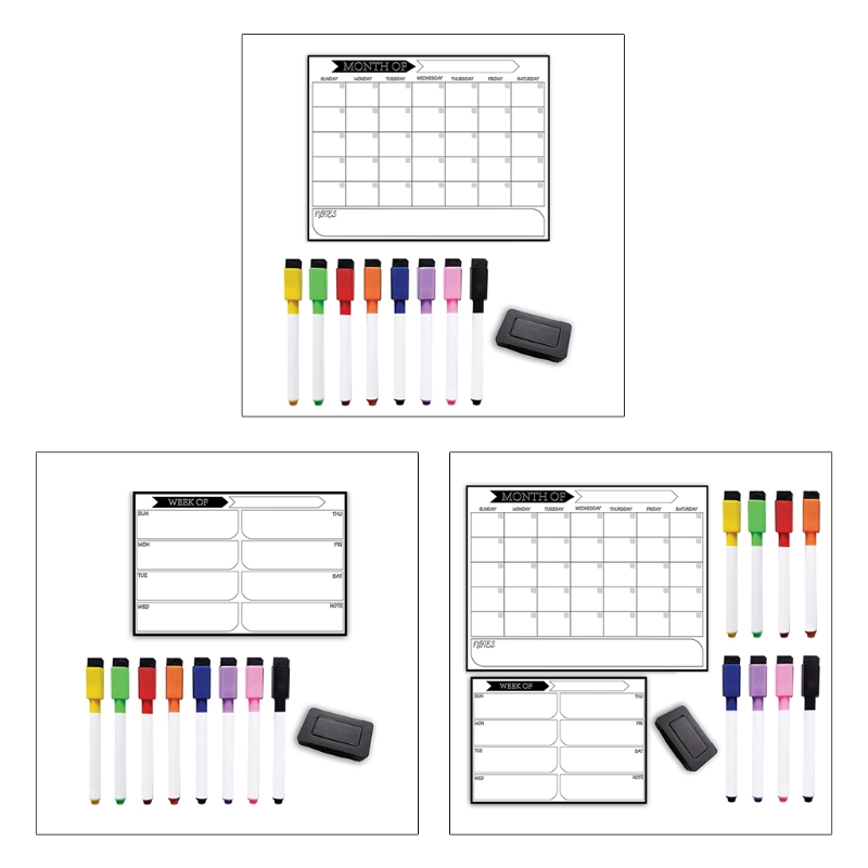 Soft Magnetic Whiteboard Fridge Magnet Reminder Week Month Grocery List Notepad for Home Refrigerator Office Workspace