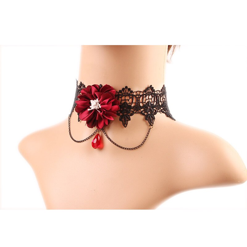 2025 Gothic Jewelry Red Bat Halloween Necklace Lace Choker Necklace for Women Nightmare Before Christmas Black Layered Necklace: Steel color