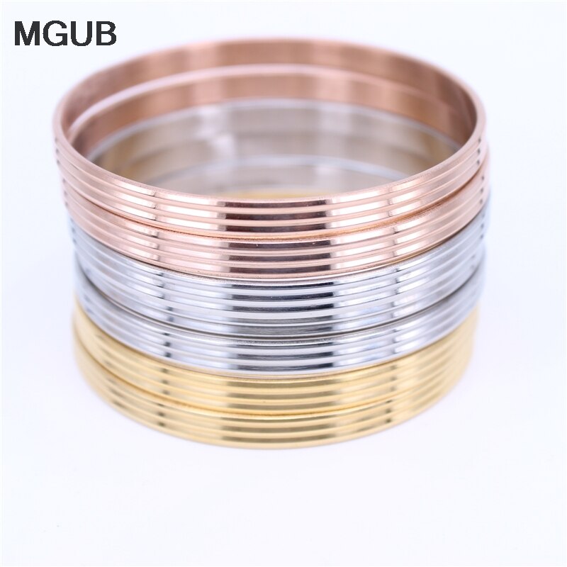 6mm de large trois lignes 3 couleur 70cm de diamètre en acier inoxydable 7 pièces/ensemble combinaison bracelets femmes accessoires LH476