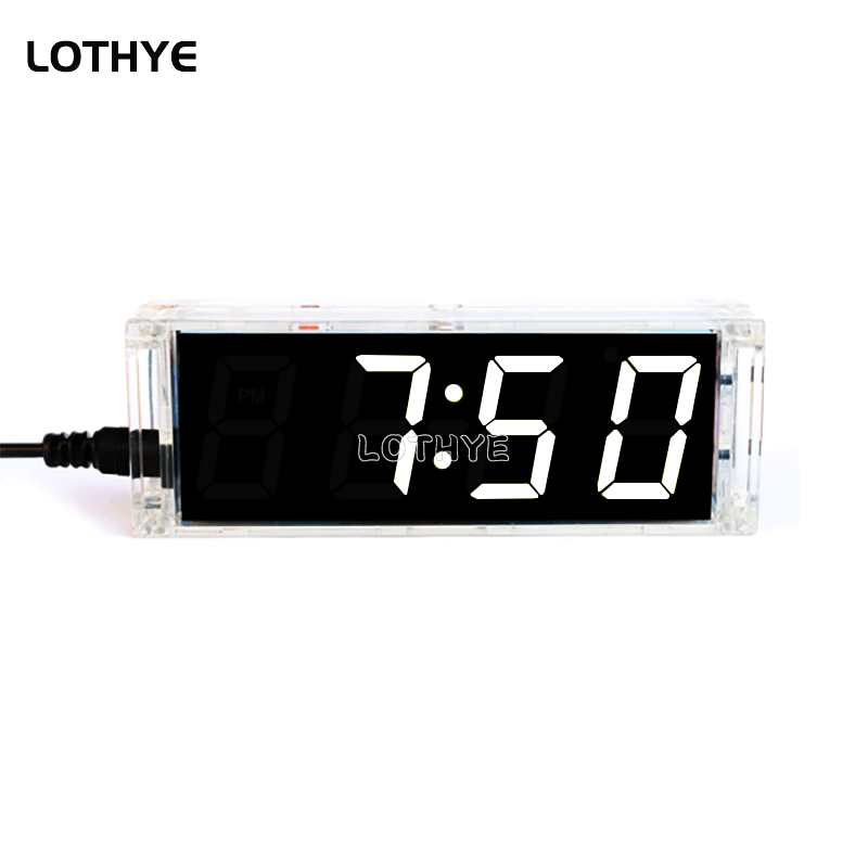 Digitale Röhre DIY Uhr Bausatz Temperatur Mehrfarbige LED Woche Anzeige Mit Klar fallen Abdeckung DIY Elektronische Bausatz Lözehn Montage: grau