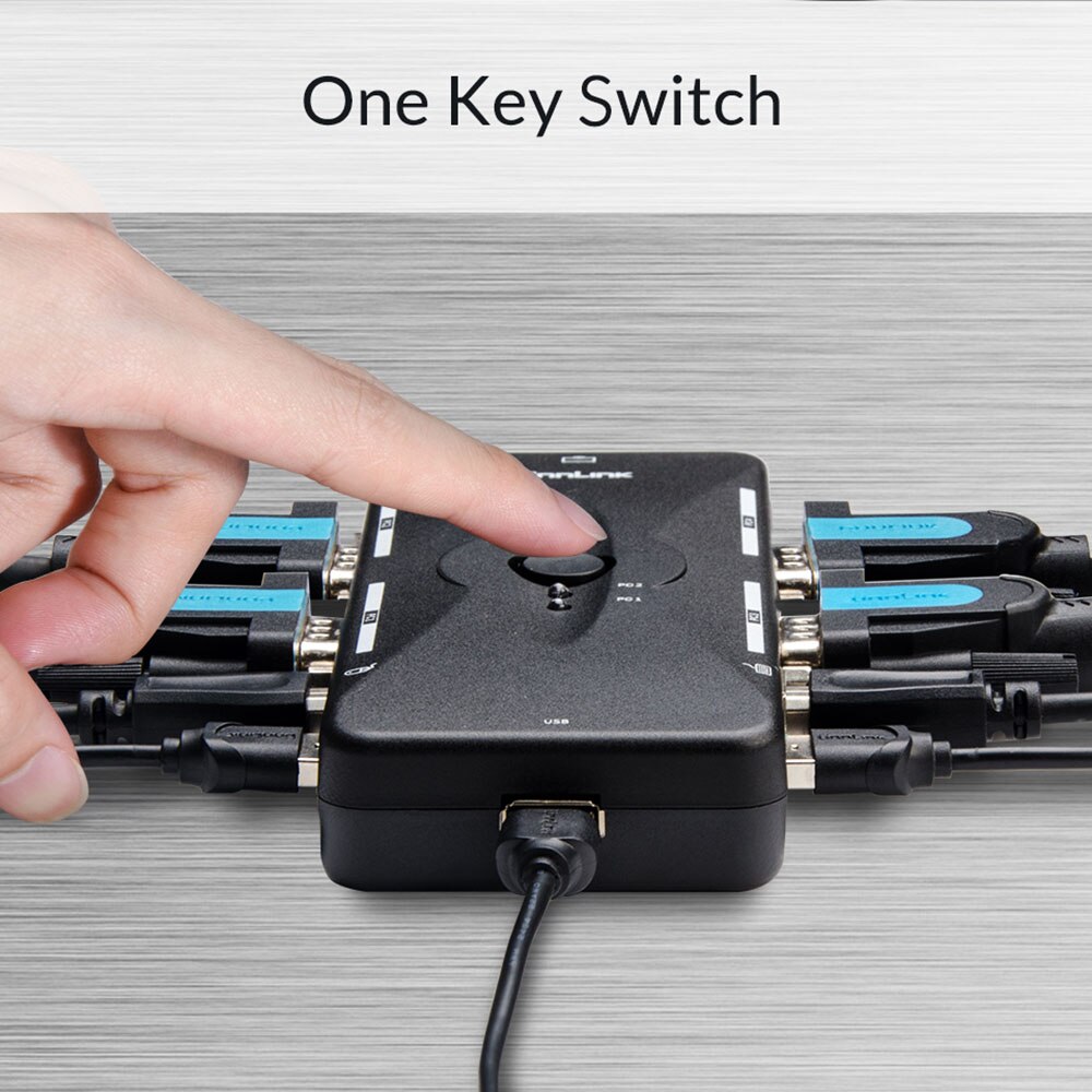 Unnlink 4 Port VGA KVM Schalter 4X1 USB 2,0 Hub Box Selector Adapter USB 2,0 KVM 4 In 1 Heraus VGA für 4 Hosts Computer Laptop PC