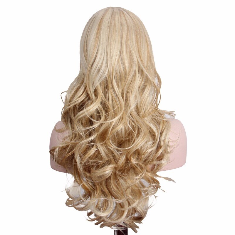 Langt blondt parykk hår anxin parykker for kvinner lange krøllete hår syntetiske parykker produsenter selges direkte billig topp