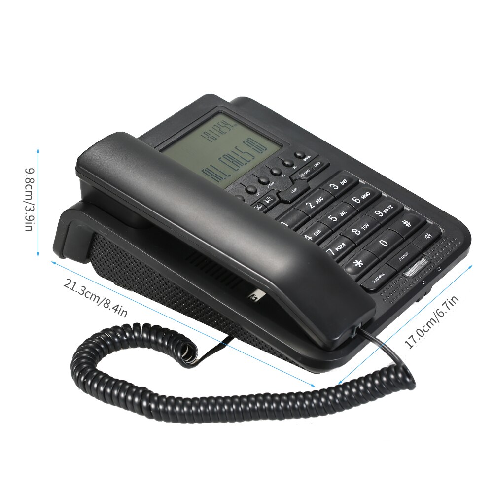 2-Line Digital Corded Telephone Desk Landline Phone Support 3-Way Conference Call/Redial/Auto-redial/Set Key/Memory Key