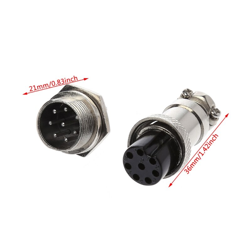 GX16 Stecker männlich & weiblich Draht Tafel Metall Stecker 2/3/4/5/6/8/9 Stift 16mm: 8 Stift
