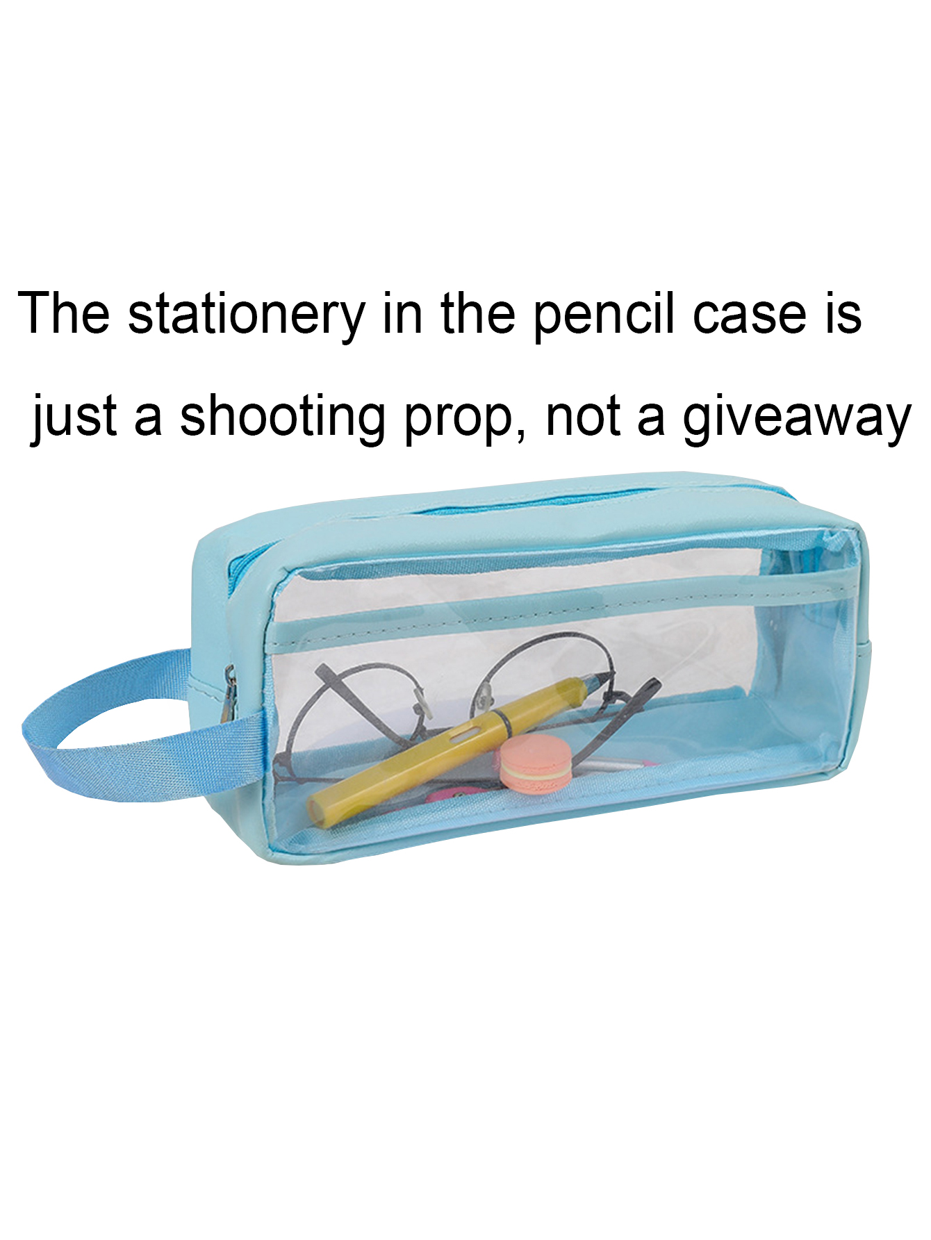 1 szt. piórnik w kształcie makaronika, przezroczysty, wodoodporny piórnik, stylowe i przenośne przybory szkolne, niezbędne przed rozpoczęciem roku szkolnego: Niebieski