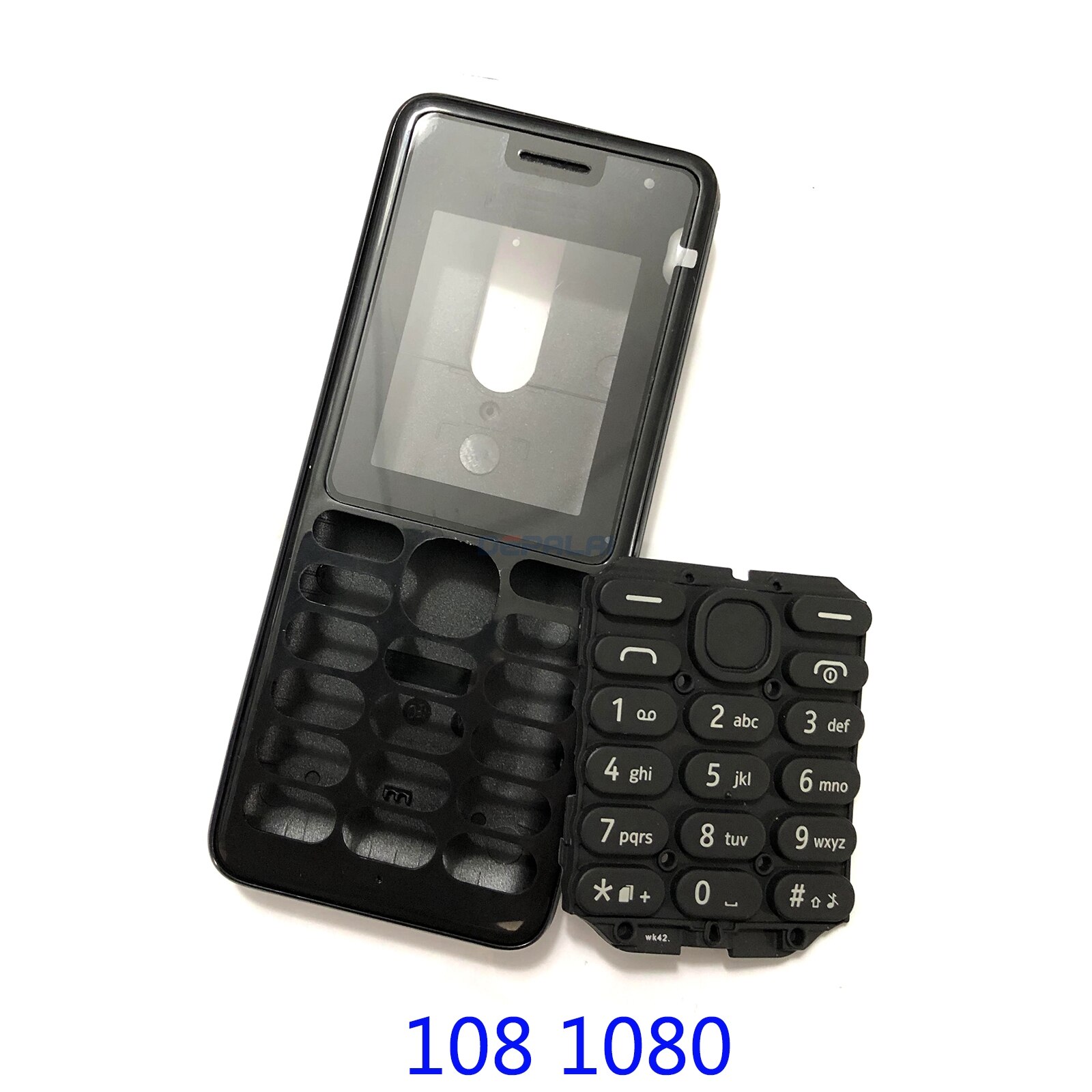Pour Nokia 106 TA-1114 boîtier complet de téléphone portable face au boîtier batterie porte arrière clavier anglais: 108 1080 Black