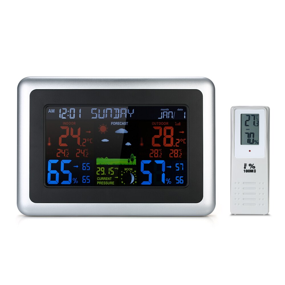 Draadloze Weerstation Weersverwachting Indoor Outdoor Thermometer Hygrometer Barometer Wekker vochtmeter