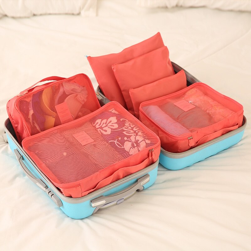 6 pz/set Borse contenitore di Viaggio Poliestere di Grande Capacità Unisex Abbigliamento Smistamento Bagagli Organizza Bag Multicolor