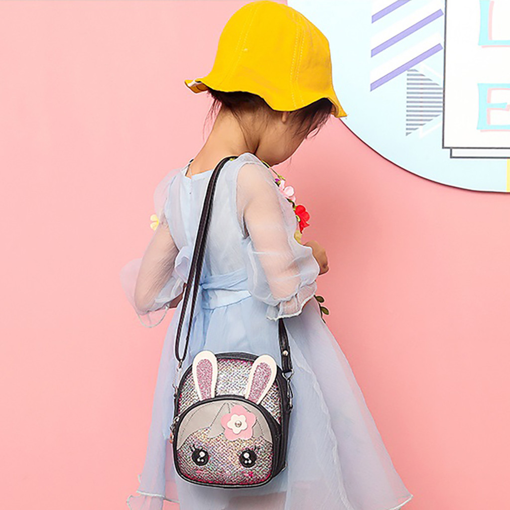 3D Cartoon School Bag Children Blinking Sequins Backpack Wild Cute Rabbit Ear Backpack детский рюкзак