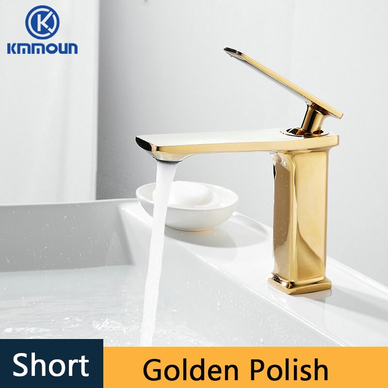 Waterval Basin Kraan Cold Mixer Basin Sink Tap Messing Zwart Wit Goud Badkamer Mixer Crane Home Hardware Kraan: gold polished