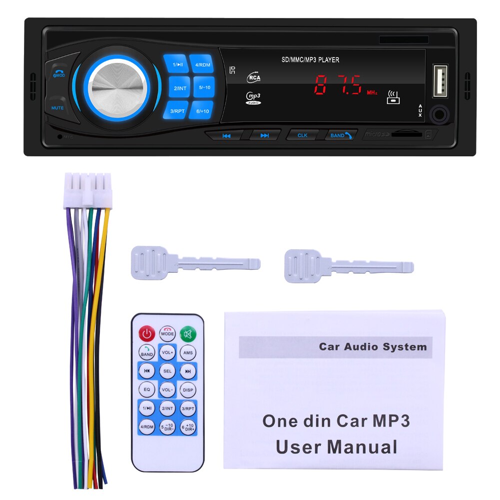 Bluetooth autoradio fm rádio do carro in-dash 1 din entrada aux receptor estéreo tf usb controle remoto 12v carro mp3 player multimídia: Default Title