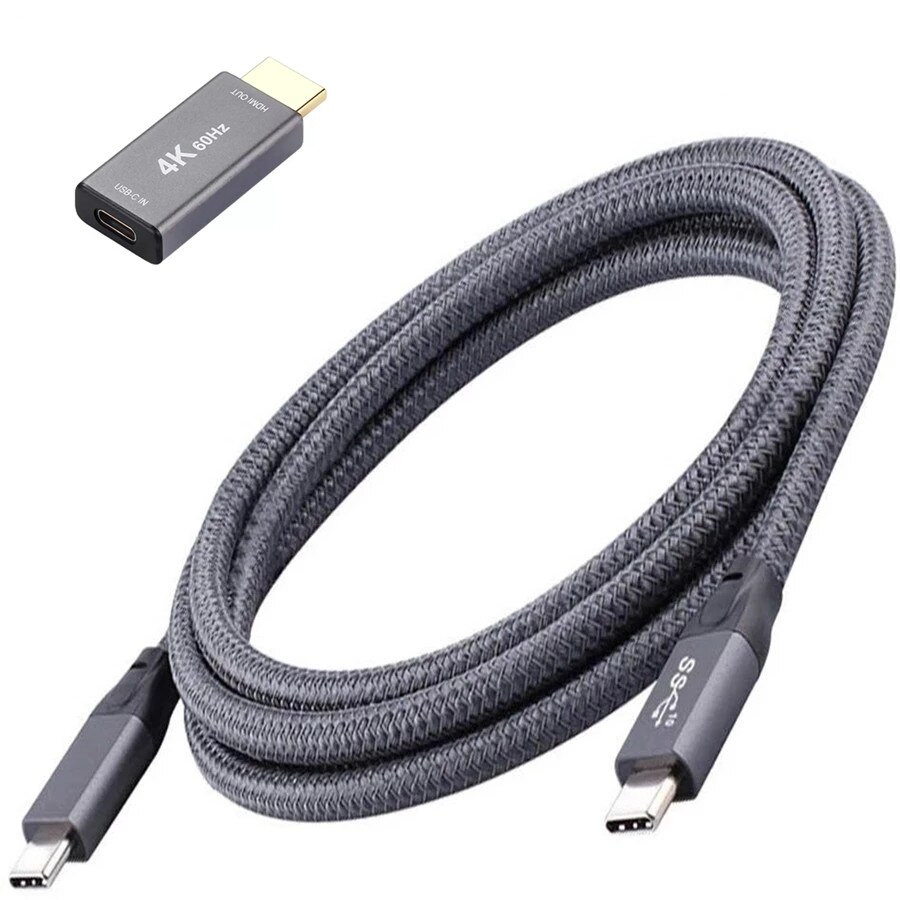USB C Female to HDMI-compatible Male Adapter Converter 4K@60Hz For mobile phone 、Laptop connected to the Monitor Product: Adapter and 1M Cable