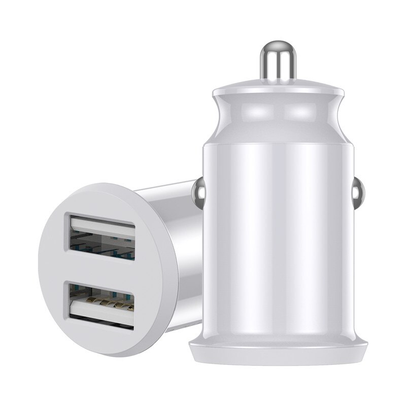 TKEY 4.8A Dual USB Car Charger Mobile Phone Fast Charger QC3.0 Car Charging For IPhone 11 Samsung S10 Plus Xiaomi Note10: White