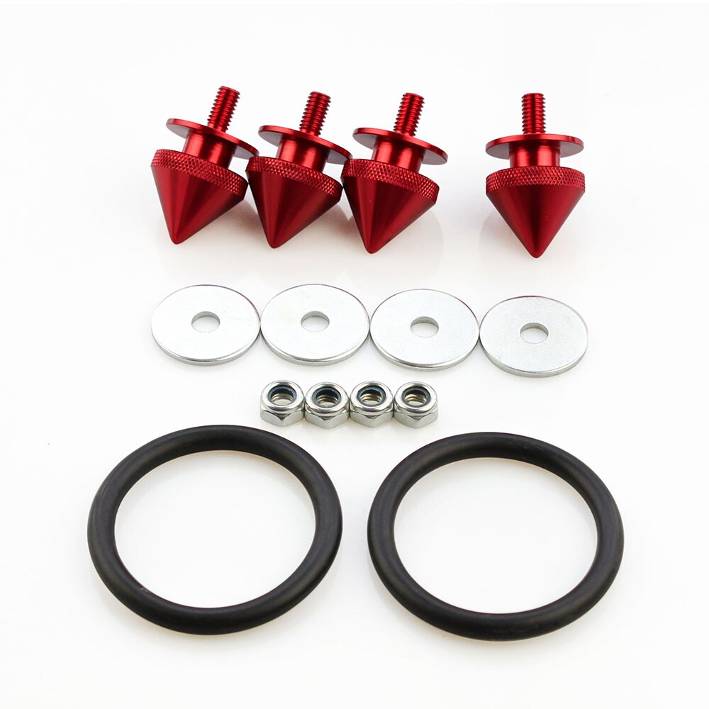 4 Pcs of Pack Car Truck Spike Front Bumper Hatch Lids Quick Release Fasteners Nuts Bolt Alloy Quick Release Fasteners Kit QRF015: Red