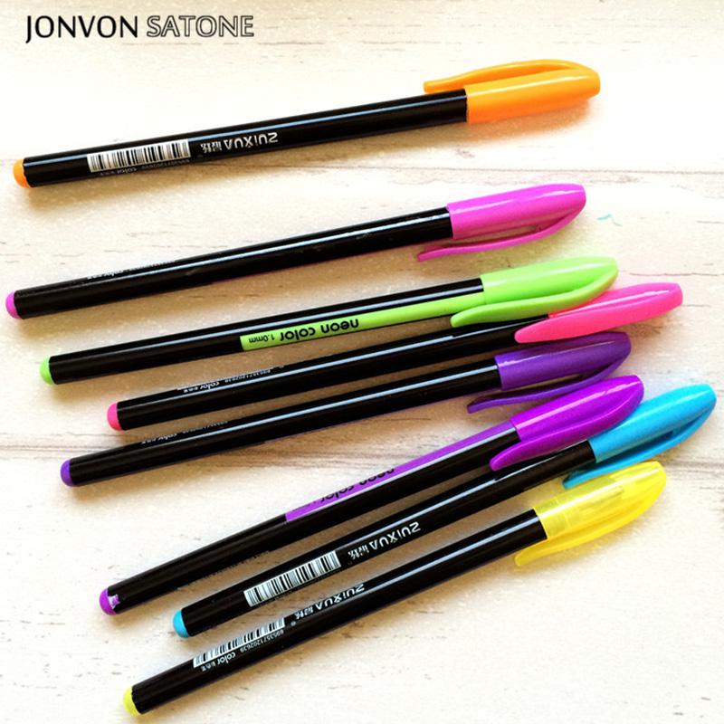 Jonvon satone 48 farger penn funksjon penner maleutstyr skrivesaker tegnetusjer penn escolar skrivegel skoleutstyr