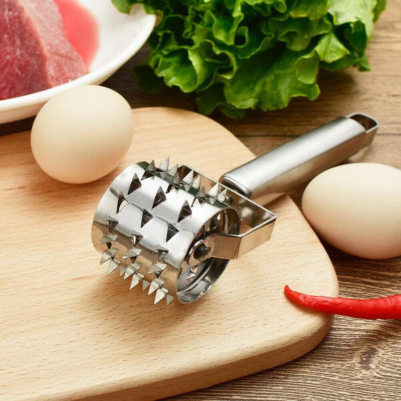 Stainless Steel Rotating Meat Tenderizer Hammer Claws Needle BBQ Poultry Grilling Tools Kitchen Meat Mallet Pork Steak J5O8