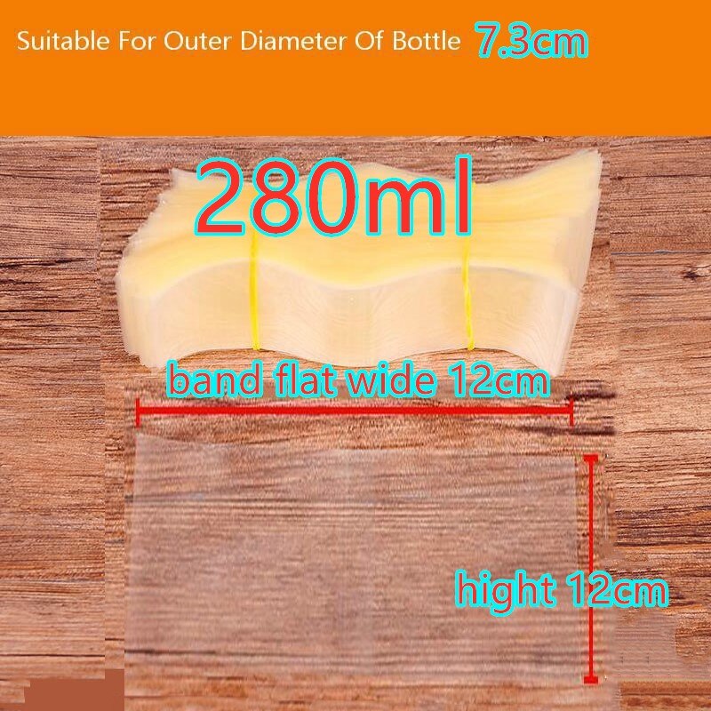 400 pièces/taille thermorétractable PVC bandes pour bouteille en verre bouche joint capuchon rétractable en plastique haut joint bandes posé à plat largeur X bande haute: 280ml