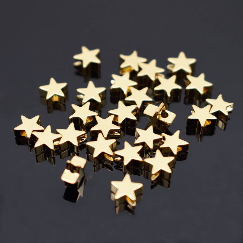 6mm Pentagram heart cross Butterfly shape Beads Metal Copper beads Gold Loose beads for Jewelry Making DIY Bracelet hole 1.7mm