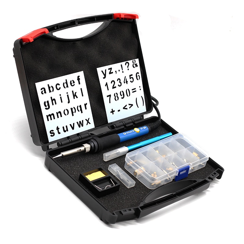 Trä brinnande kit snidning pyrografi penn kit 60w justerbar temperatur lödkolv svetsning trä prägling brännande set