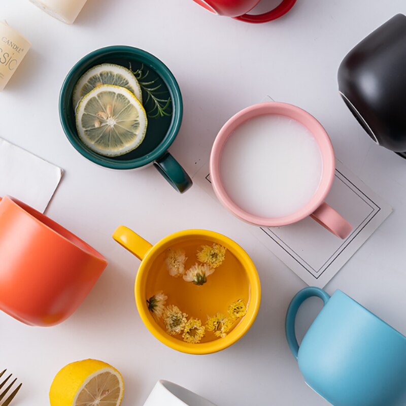 Keramische Nordic Ontbijt Cup Creatieve Havermout Melk Cup Grote Capaciteit Microwavable Grote Buik Mok Drinkware Huishoudelijke
