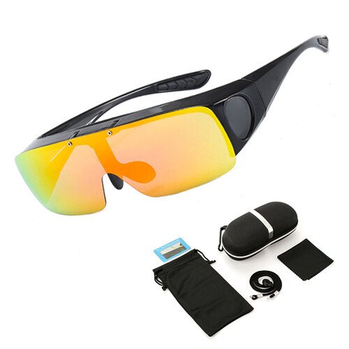 Fit Über Sonnenbrille Polarisierte Linsen Männer Frauen Angeln Sonnenbrille Abdeckung Für Myopie Gläser Goggles Sport Brillen: orange with case