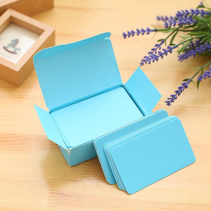 Blank DIY Small Paper Card Colorful Word Card Note Message Card Business Card Bookmarks Learning Cards: Sky Blue