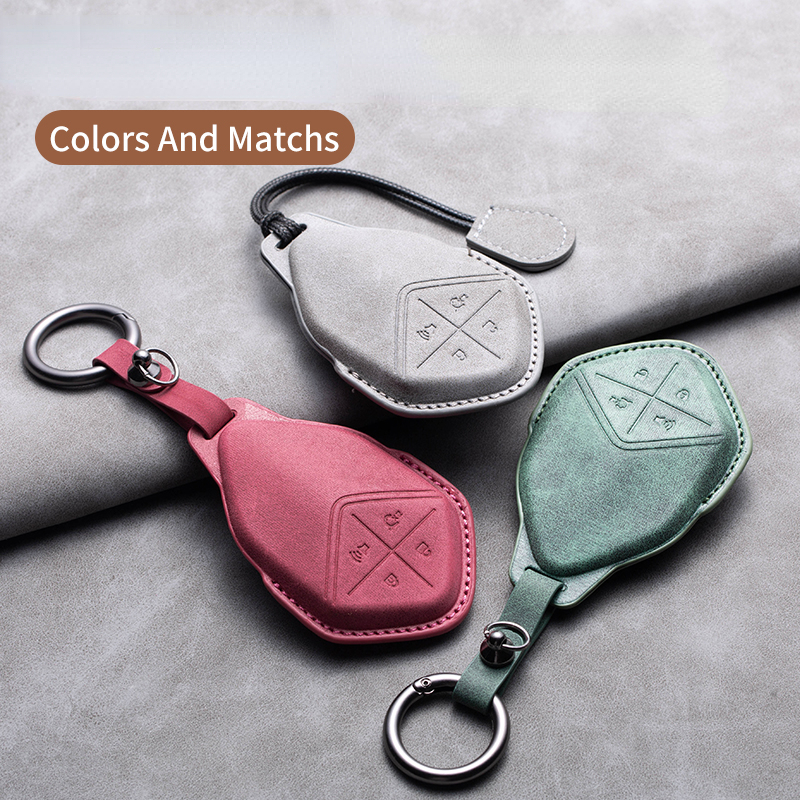 Leather Car Remote Key Case Cover for Changan Deepal S7 SL03 Car Key Fob Shell 4 Buttons Holder Keychain