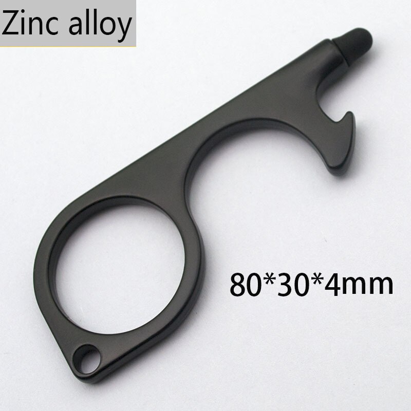 EDC-abridor de puerta sin tocar, botones de pantalla, herramientas de prensa, protección de seguridad, aislamiento sencillo, sacacorchos, llavero, accesorios para el hogar: Zinc-alloy black