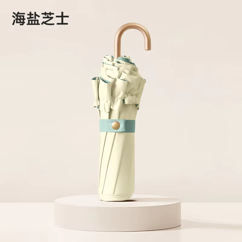 Parapluie à crochet incurvé pliable en dentelle de couleur unie, Protection solaire UV UPF50 + à colle colorée, Parasol Portable léger pour femmes: Beige