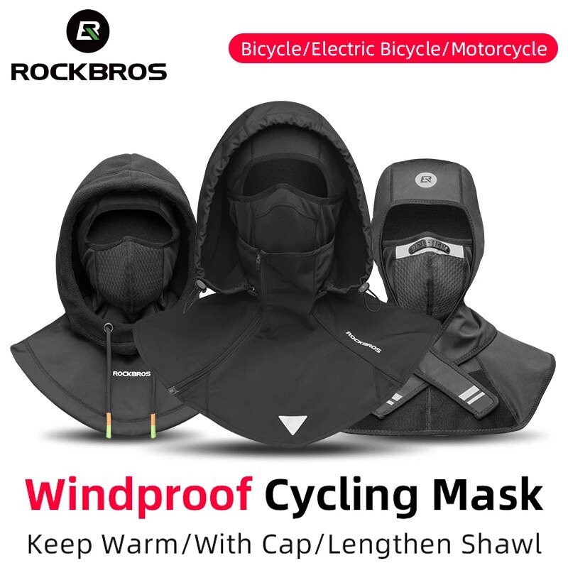 ROCKBROS-mascarilla de ciclismo para hombre y mujer, pasamontañas cálido a prueba de viento, máscara de lana de doble capa para motocicleta y Scooter, Invierno