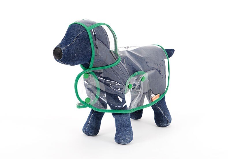 Hoopet Dog Clothes Transparent Raincoat light Clothing Waterproof beautiful Small dog raincoat with hoodies: green / S