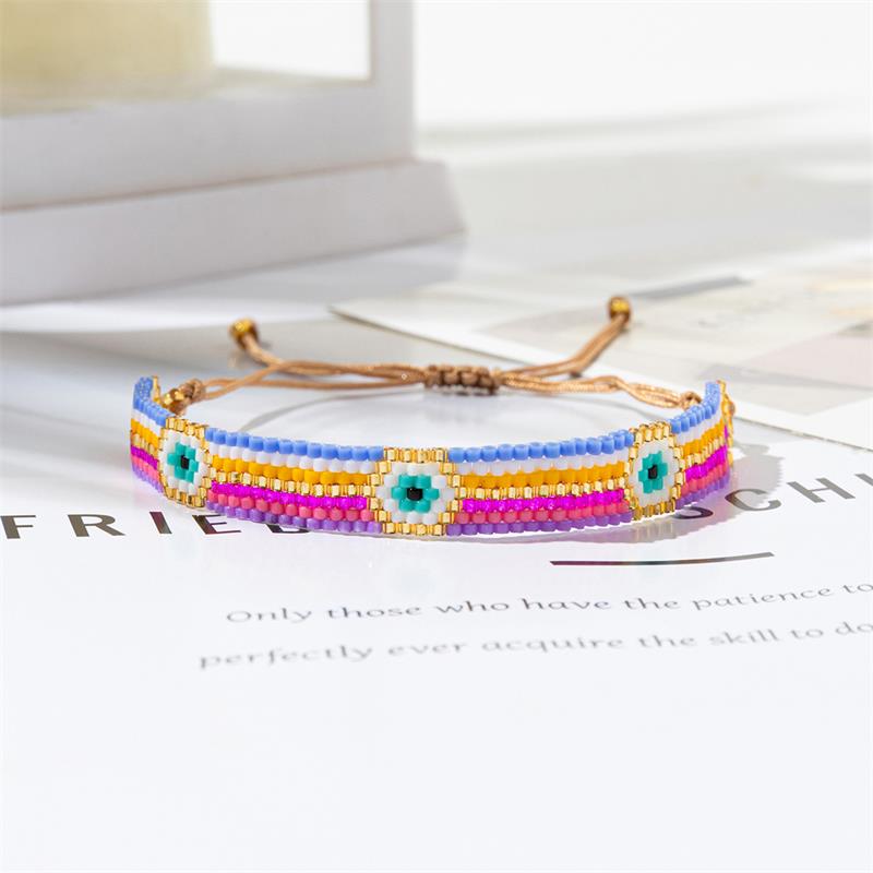 BLUESTAR-pulsera bohemia hecha a mano con cuentas para Mujer, brazalete de de México, Pulseras tejidas de cuerda, joyería para Mujer: Estampado en caliente