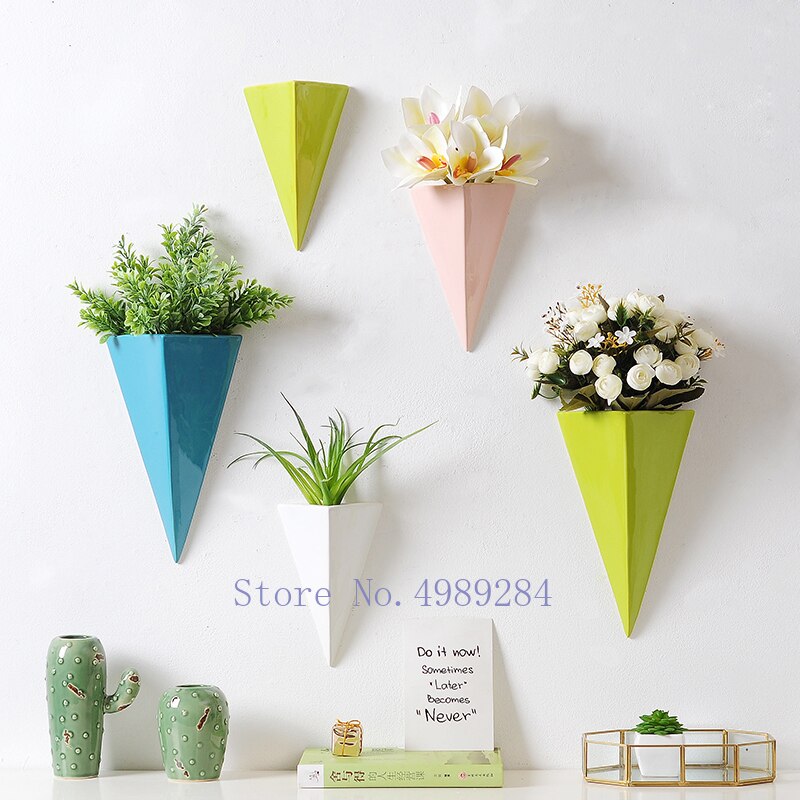 Creatieve Keramiek Muur Opknoping Geometrische Muur Vaas Achtergrond Wanddecoratie Schorsing Bloemstuk Moderne Decoratie