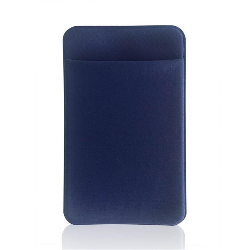 élastique Lycra cellule porte-carte téléphone portefeuille étui femmes hommes affaires crédit porte-carte d'identité poche bâton adhésif: Bleu foncé