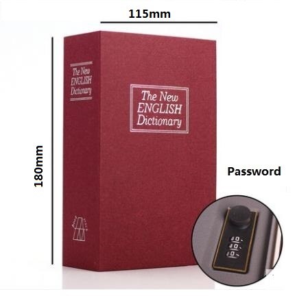 18cm*11.5cm*5.5cm engelske bogsafer ordbog pengeskabe sparebank simuleringsbøger stålkasser: Rød adgangskode