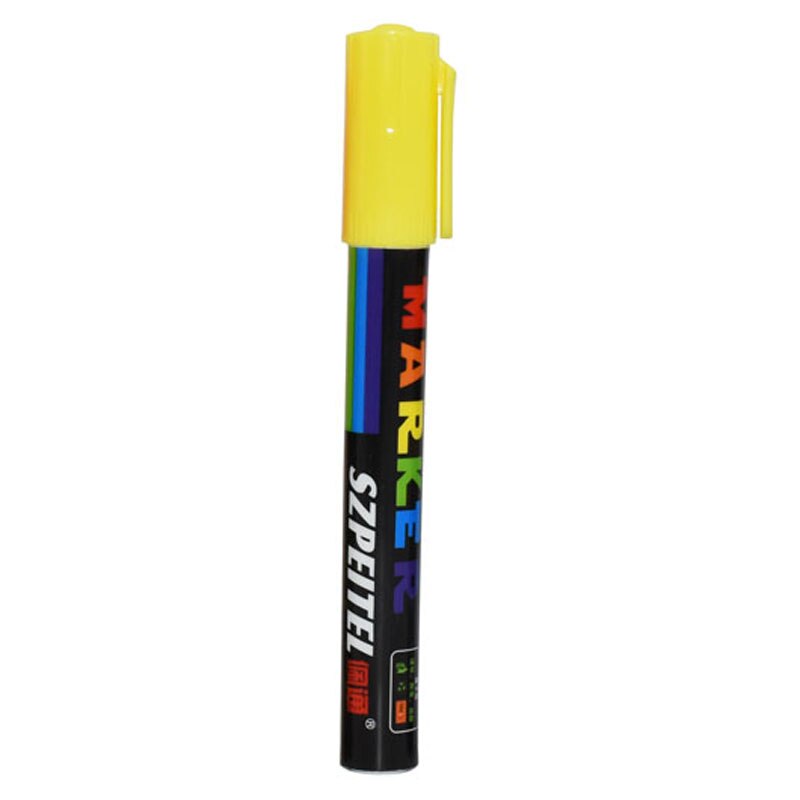1 st led-överstrykningspennor penna drottning bee markörpenna 138 mm 8 färger valfri avfasning spets pensel biodlingsverktyg: Gul