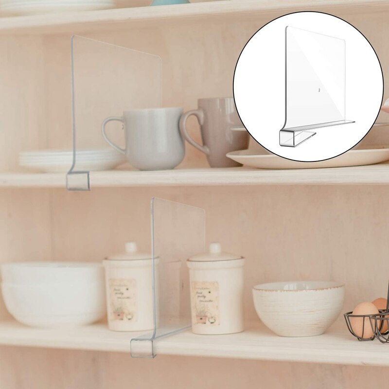 6 Pack Clear Acrylic Shelf Dividers For Closet, Wood Closets Shelf Separator and Organizer, For Kitchen Cabinets