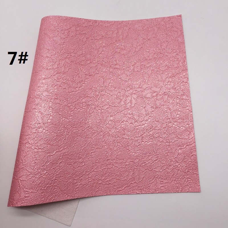 1PC 21X29CM Lace Embossed Faux Leather Fabric, Synthetic Leather Sheets, PU Leather For Making Bows LEOsyntheticoDIY T327A: 7