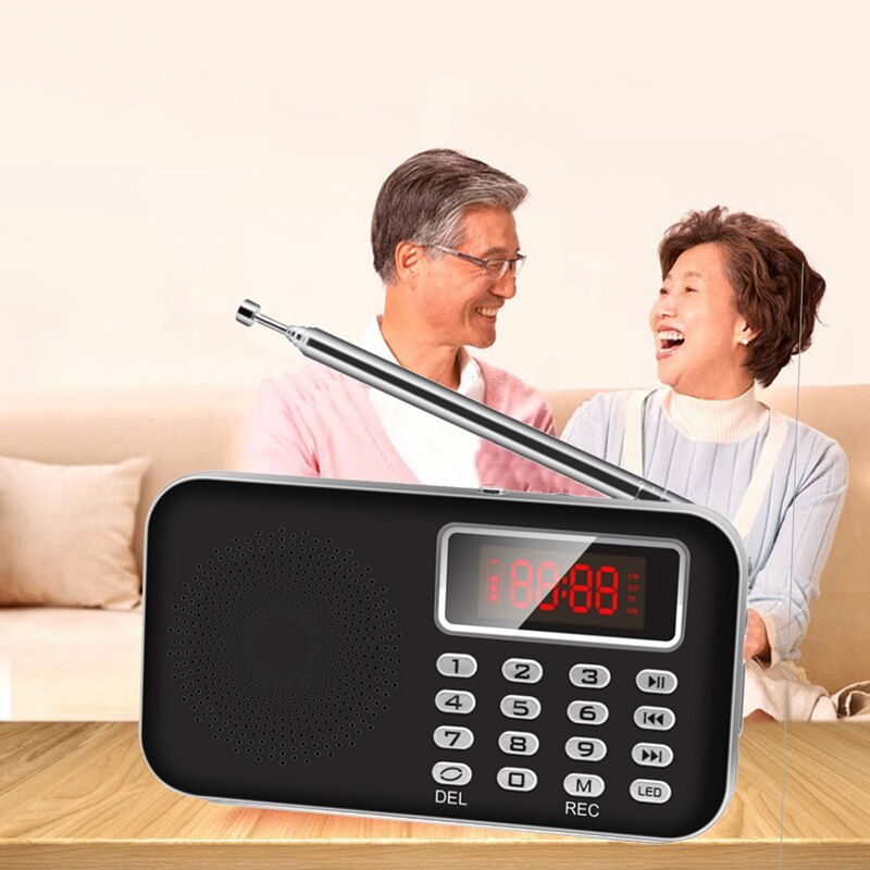 FM Radio Portatile Anziani Radio FM Schermo Digitale Multi-Funzione carta registratore