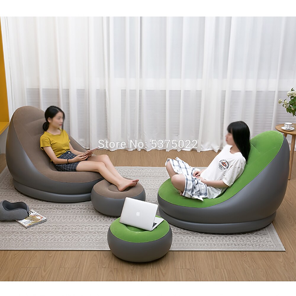 Relax Lazy sofa inflatable sofa chair and Ottoman set stool chair lounge chair for home and garden