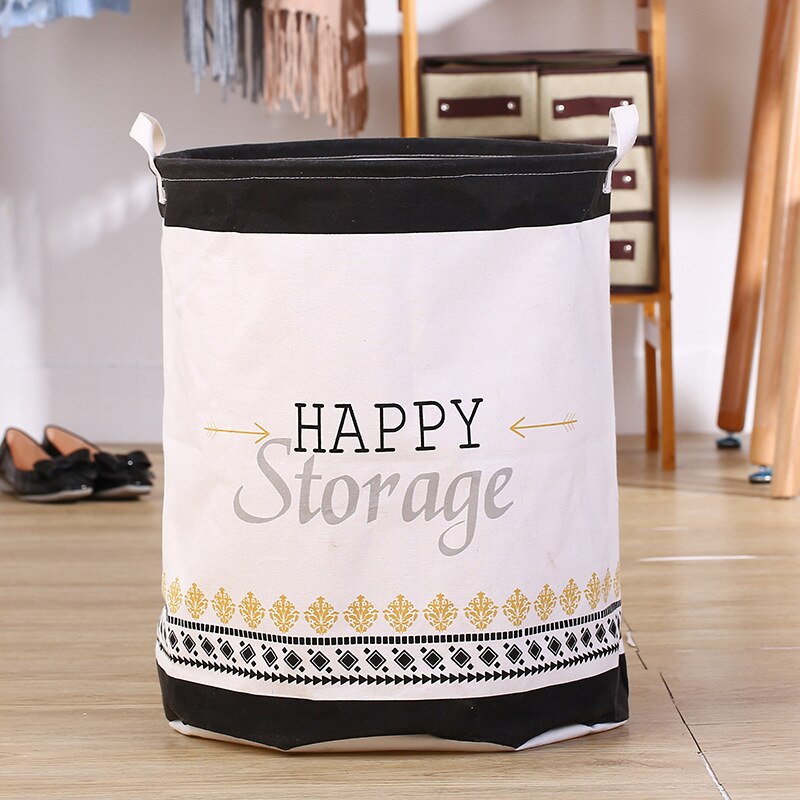 Wasmand Vuile Kleren Waszak Speelgoed Mand Opvouwbare Opbergtas Waterdichte Thuis Organisator Hoge Capaciteit Diversen Emmer: Happy