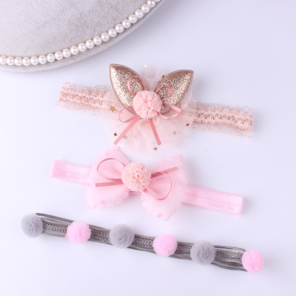 3 st/set spetsbågar baby pannband krona blomma baby flickor hårband spädbarn barn hårband turban baby hårtillbehör: Stil 15
