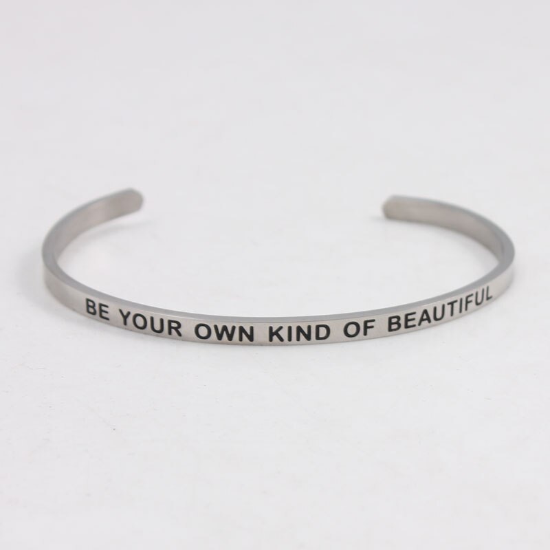 Neuheiten BROTHER Edelstahl Inspirational Positive Zitieren Manschette Mantra Armbänder & Armreifen Für Frauen Beste